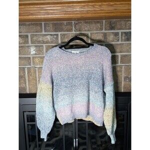Z Supply Women's Kersa Ombre Sweater XS Pastel Rainbow Romantic Sleeve Kidcore